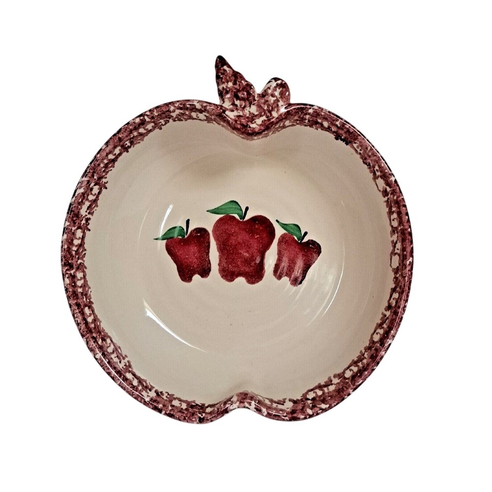 Vintage 1994 Signed Meher Apple Torte Recipe Ceramic Baking Bowl Dish 8.5"